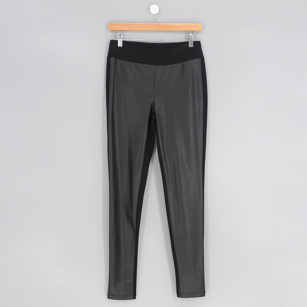 J.MCLAUGHLIN Faux Leather Front Panel Stretch Pull-On Leggings Black Size S